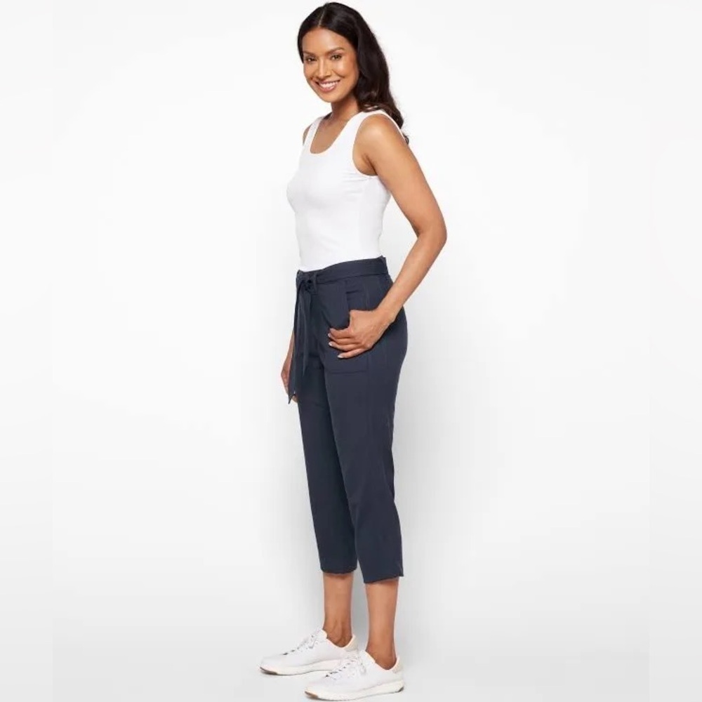 NWT LIVERPOOL DAVE STRAIGHT LEG CAPRI LINEN PANT